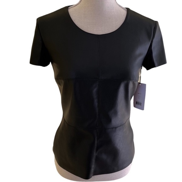 Bailey 44 New Women’s Small Hardy Black Faux-Leather Front Tee Anthropologie NWT - Picture 5 of 13